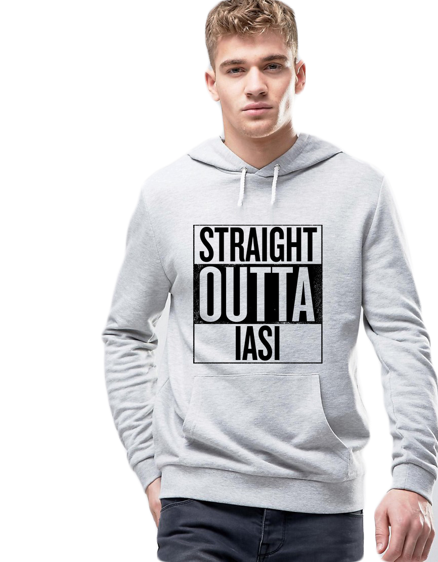 Hanorac Barbati Gri - Straight Outta Iasi - CATEGORIE